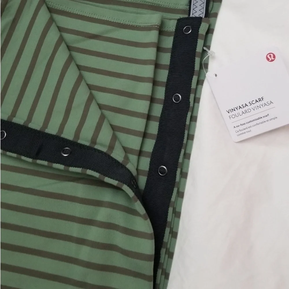 Lululemon Vinyasa Scarf NWOT DEEN Deenie Stripe Desert Olive Fatigue Green Rulu